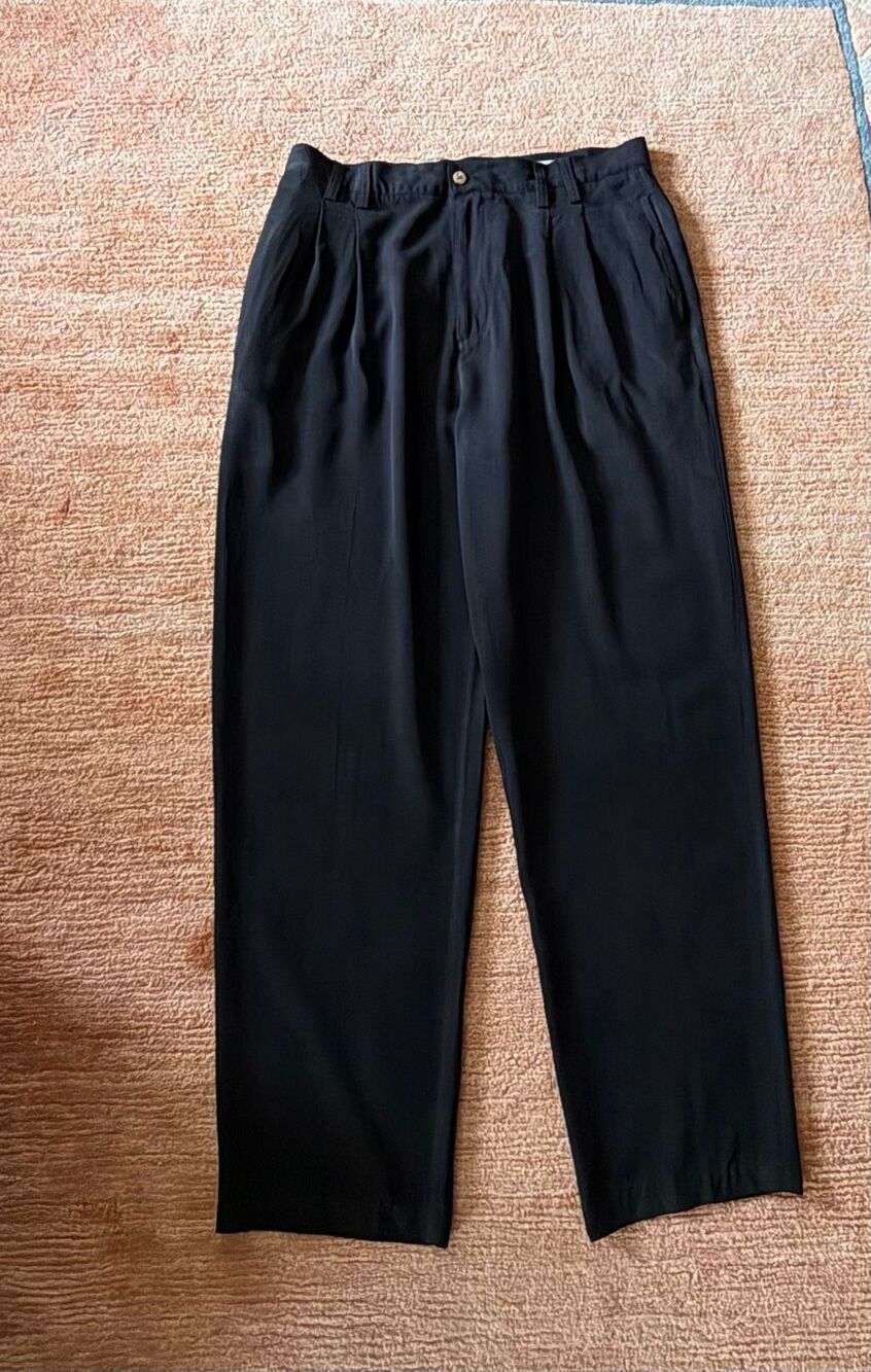 Tommy Bahama Men’s Black 100% Silk Pleated Trousers Pants Size 36